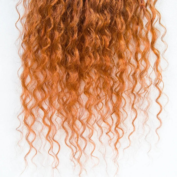 Curls #350 Solid Ginger Pre-looped Crochet Boho Locs With Human Hair Curls