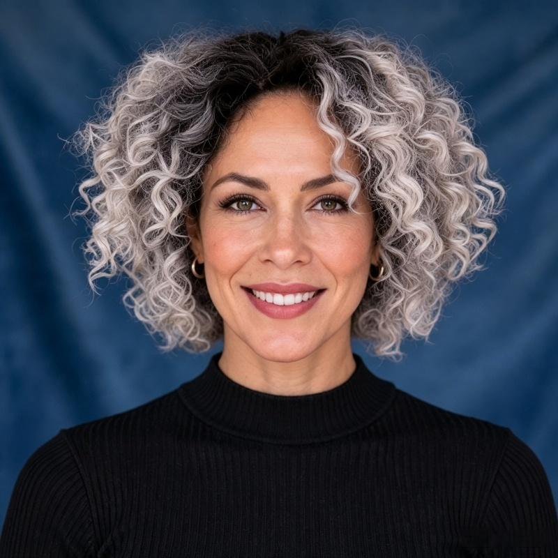 Curly Bob Transparent Lace Shadow Root Silver 5x5 Closure Wig