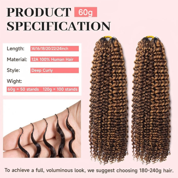 Deep Curly #4/27 Human Crochet Hair