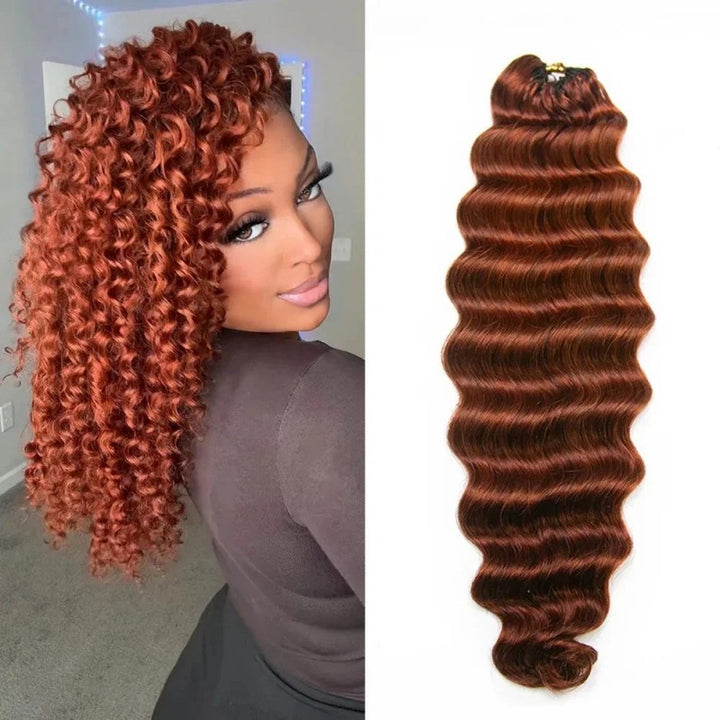 Deep Wave 350 Copper Red Human Crochet Hair