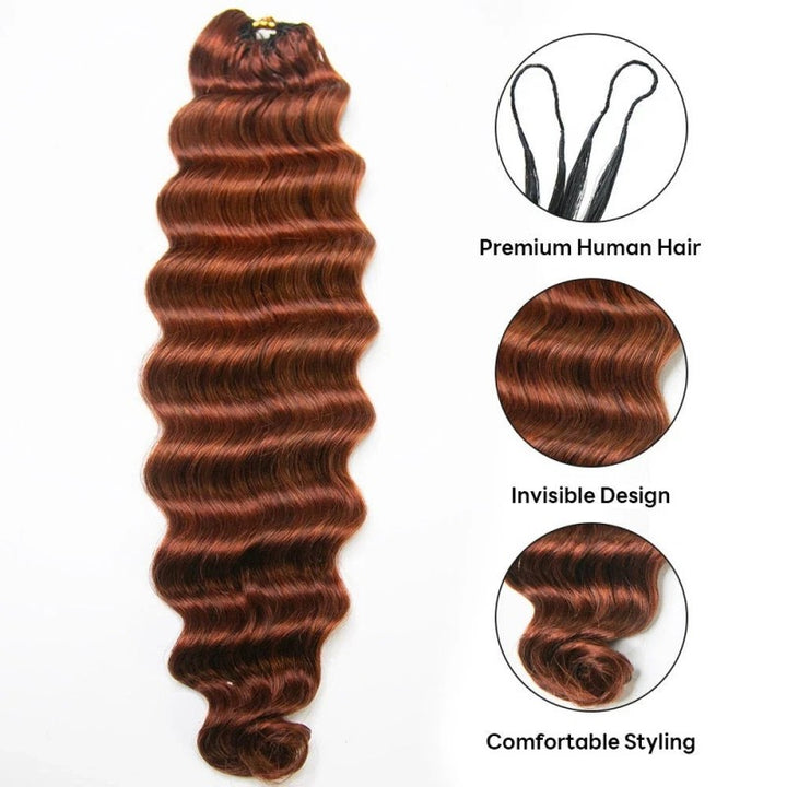 Deep Wave 350 Copper Red Human Crochet Hair