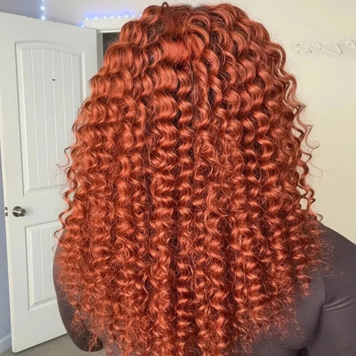 Deep Wave 350 Copper Red Human Crochet Hair