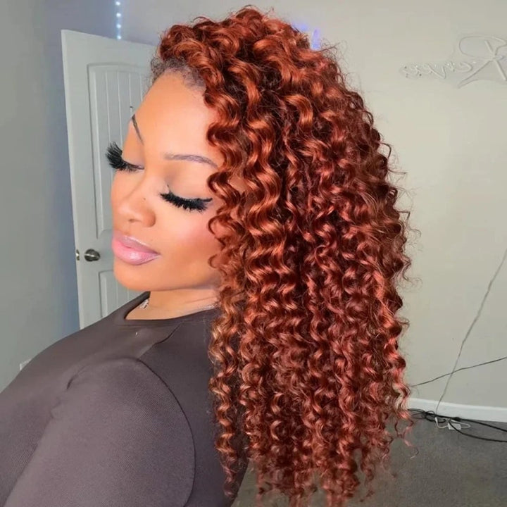 Deep Wave 350 Copper Red Human Crochet Hair