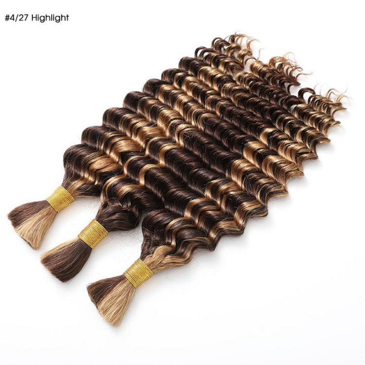 Deep Wave #4/27 Highlight Bulk Human Hair For Braiding
