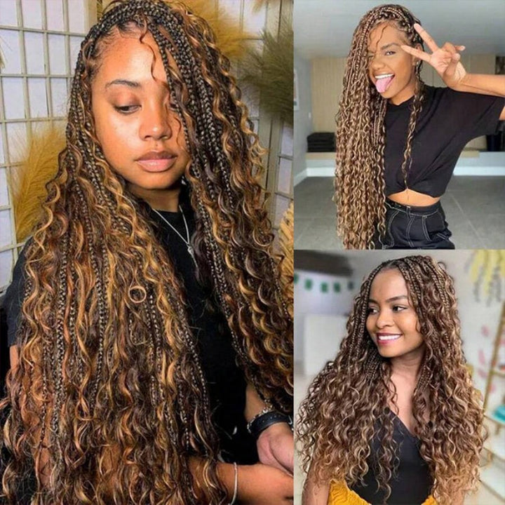Deep Wave #4/27 Highlight Bulk Human Hair For Braiding