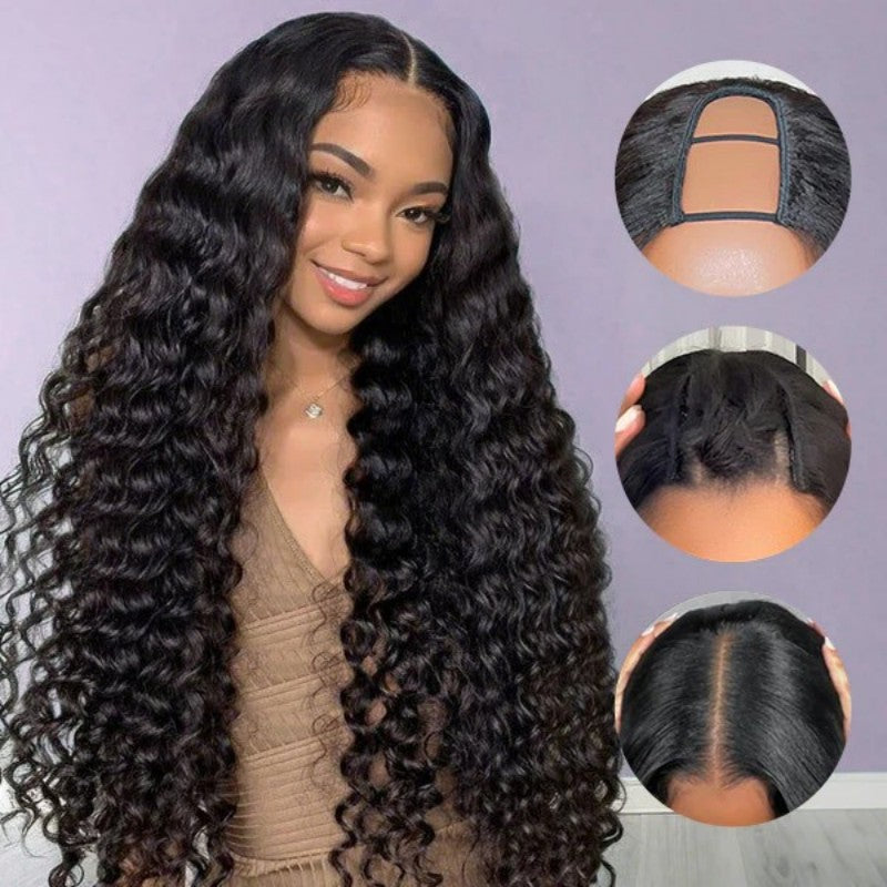 Deep Wave Glueless U Part Wig