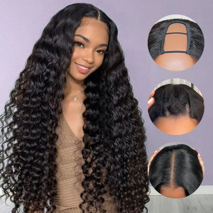 Deep Wave Glueless U Part Wig