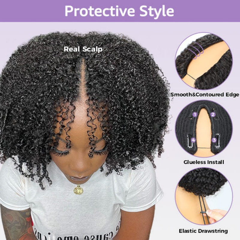Deep Wave Glueless V Part Wig