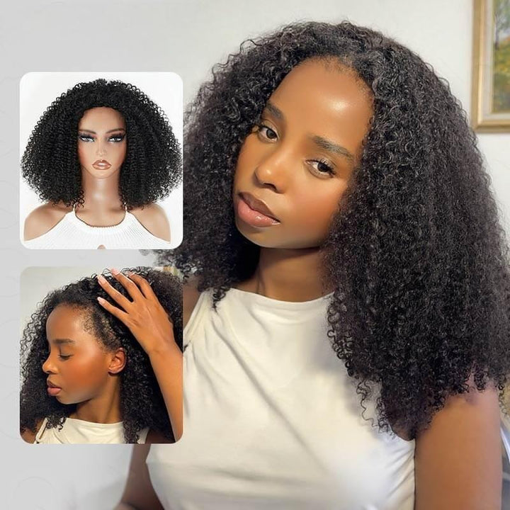 KRN Twist Curly Half Wig Flexible Fit Drawstring Human Hair Wig