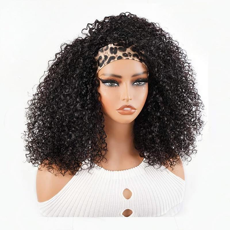 KRN Twist Curly Half Wig Flexible Fit Drawstring Human Hair Wig