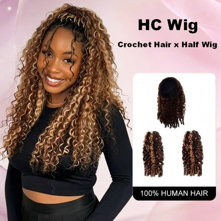 HC Wig 4/27 Burmese Curly Half Wig Crochet Braid Hair