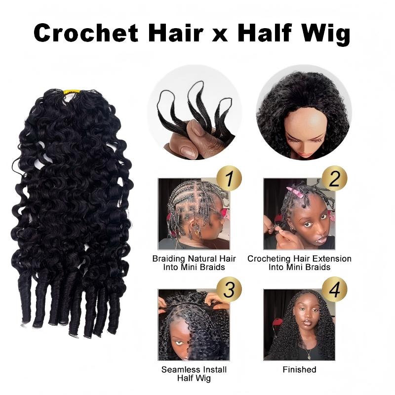 HC Wig Burmese Curly Half Wig Crochet Braid Hair