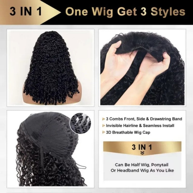 HC Wig Burmese Curly Half Wig Crochet Braid Hair