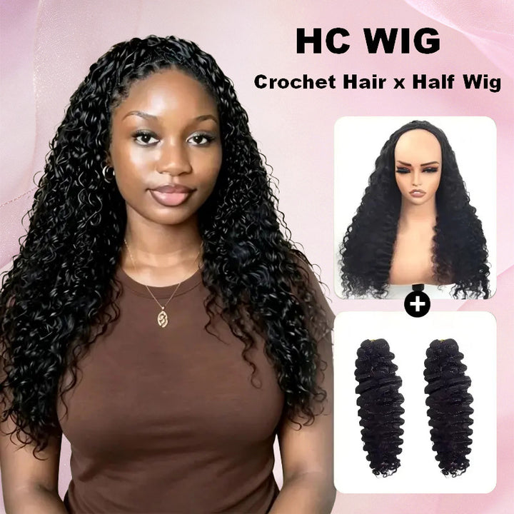 HC Wig New Burmese Curly Half Wig Crochet Braid Hair