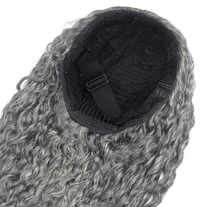 HC Wig Salt Pepper Burmese Curly Half Wig Crochet Braid Hair