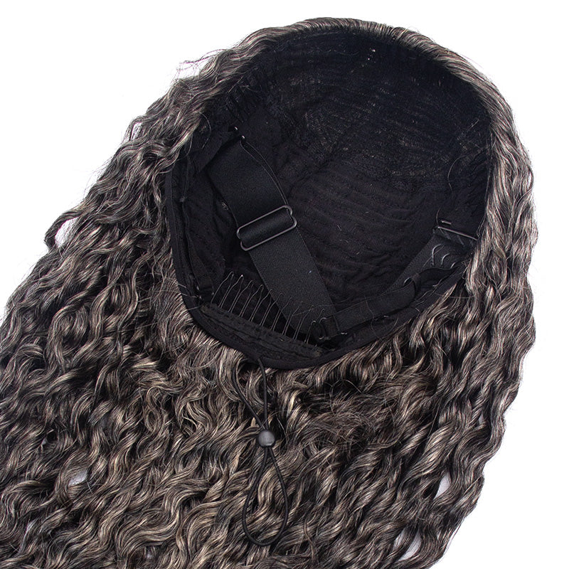 HC Wig Salt Pepper Burmese Curly Half Wig Crochet Braid Hair