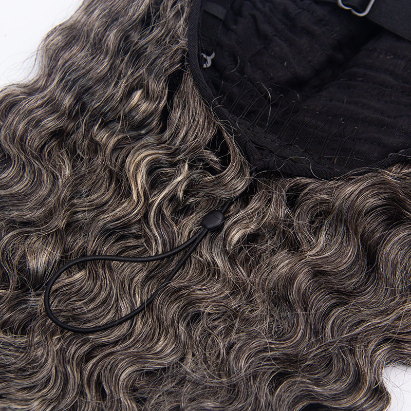 HC Wig New Salt Pepper Burmese Curly Half Wig Crochet Braid Hair