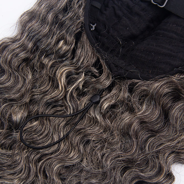 HC Wig New Salt Pepper Burmese Curly Half Wig Crochet Braid Hair