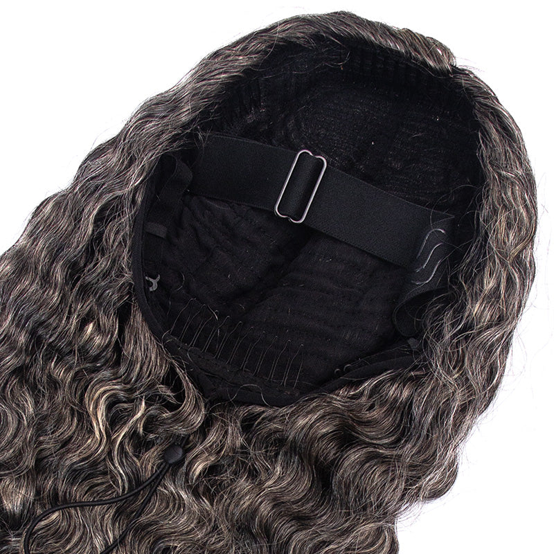 HC Wig New Salt Pepper Burmese Curly Half Wig Crochet Braid Hair