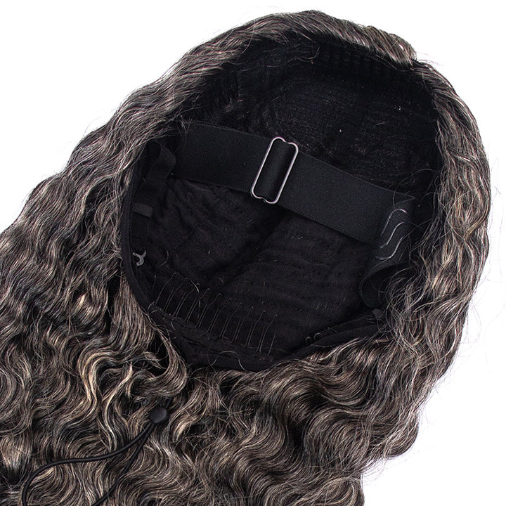 HC Wig New Salt Pepper Burmese Curly Half Wig Crochet Braid Hair