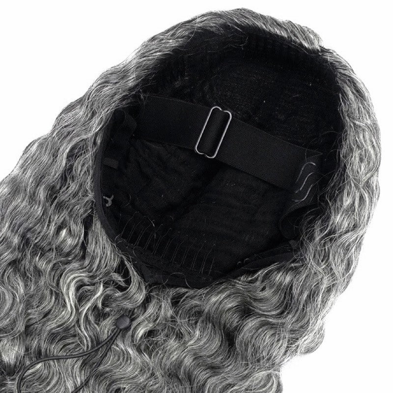 HC Wig Salt Pepper New Burmese Curly Half Wig Crochet Braid Hair
