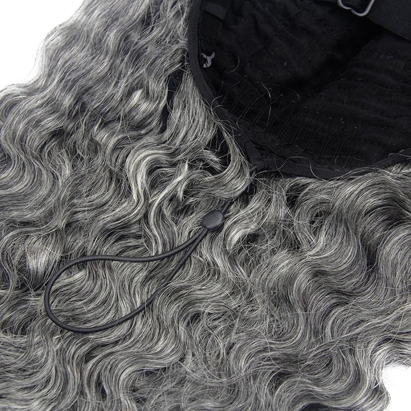 HC Wig Salt Pepper New Burmese Curly Half Wig Crochet Braid Hair