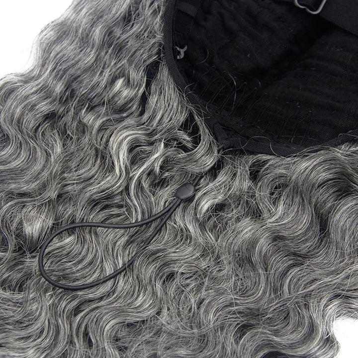 HC Wig Salt Pepper New Burmese Curly Half Wig Crochet Braid Hair