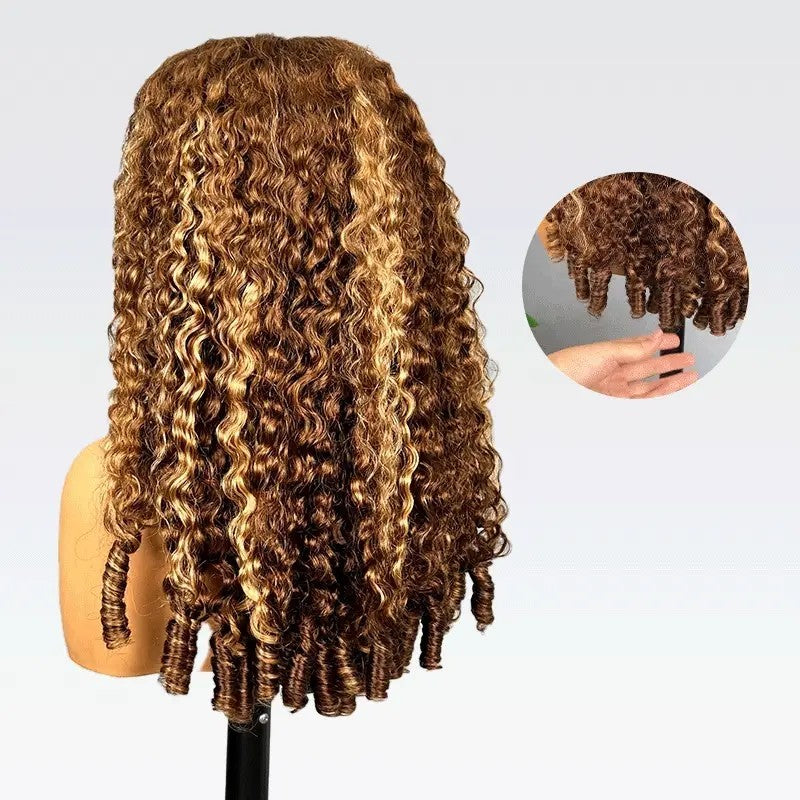 Highlight 4/27 Burmese Curly Half Wig Drawstring Human Hair Wig