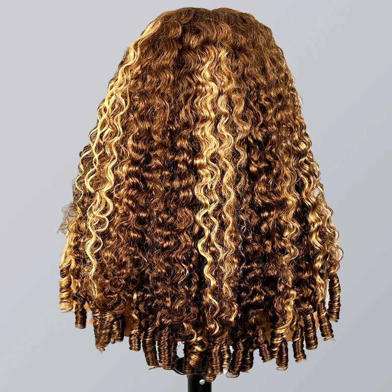 Highlight 4/27 Burmese Curly Half Wig Drawstring Human Hair Wig