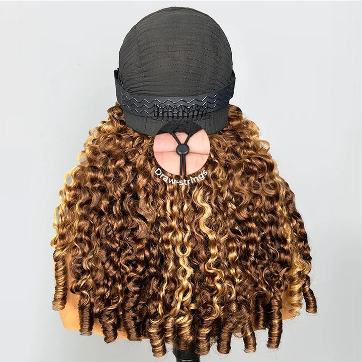 Highlight 4/27 Burmese Curly Half Wig Drawstring Human Hair Wig