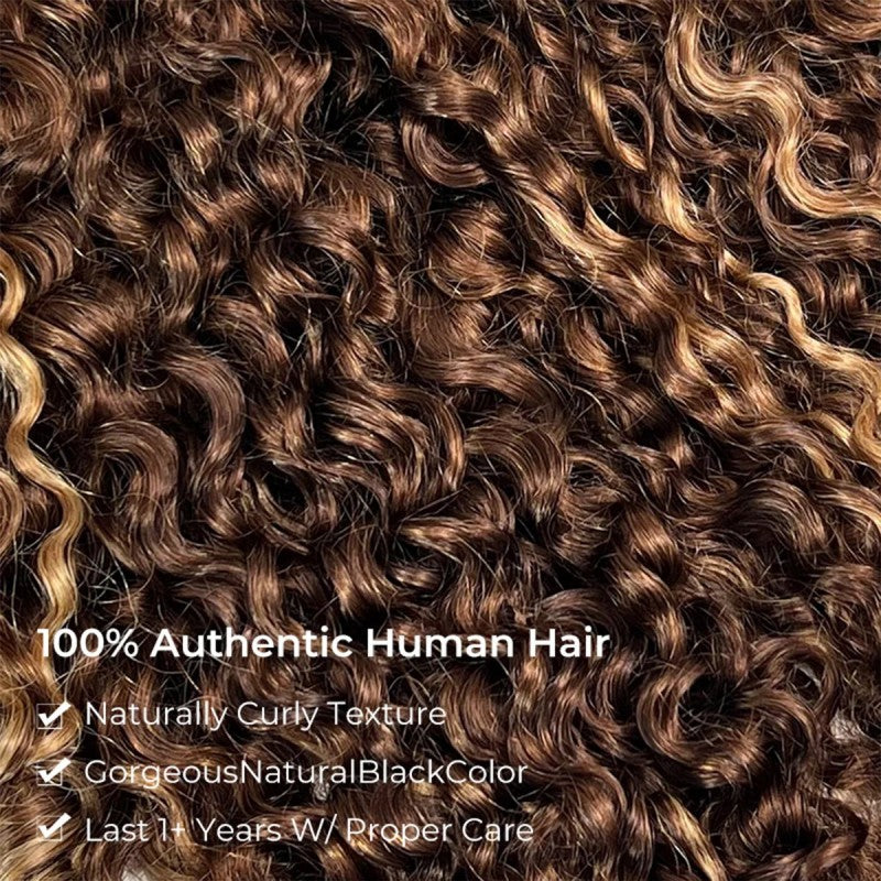 Highlight 4/27 Burmese Curly Half Wig Drawstring Human Hair Wig