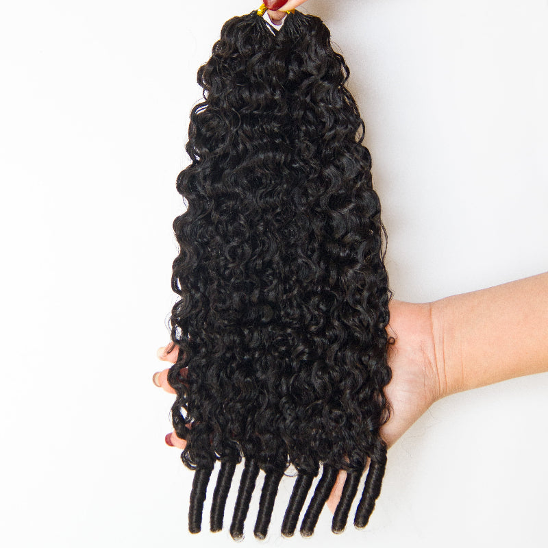 Burmese Curly Feather Crochet Real Human Hair Extensions human Crochet Hair Pre Looped