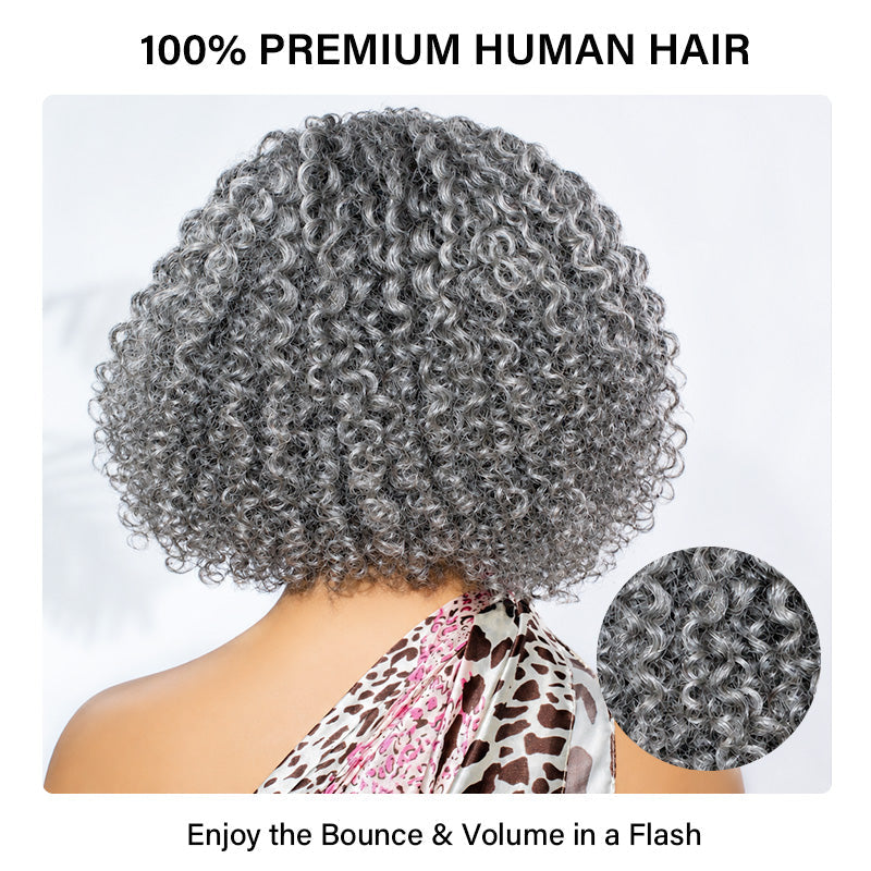 Jerry Curly Bob Transparent Lace Salt Pepper 5x5 Closure Wig