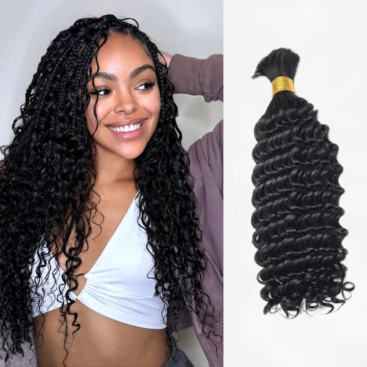 KRN 1B Deep Wave Bulk Human Hair For Braiding