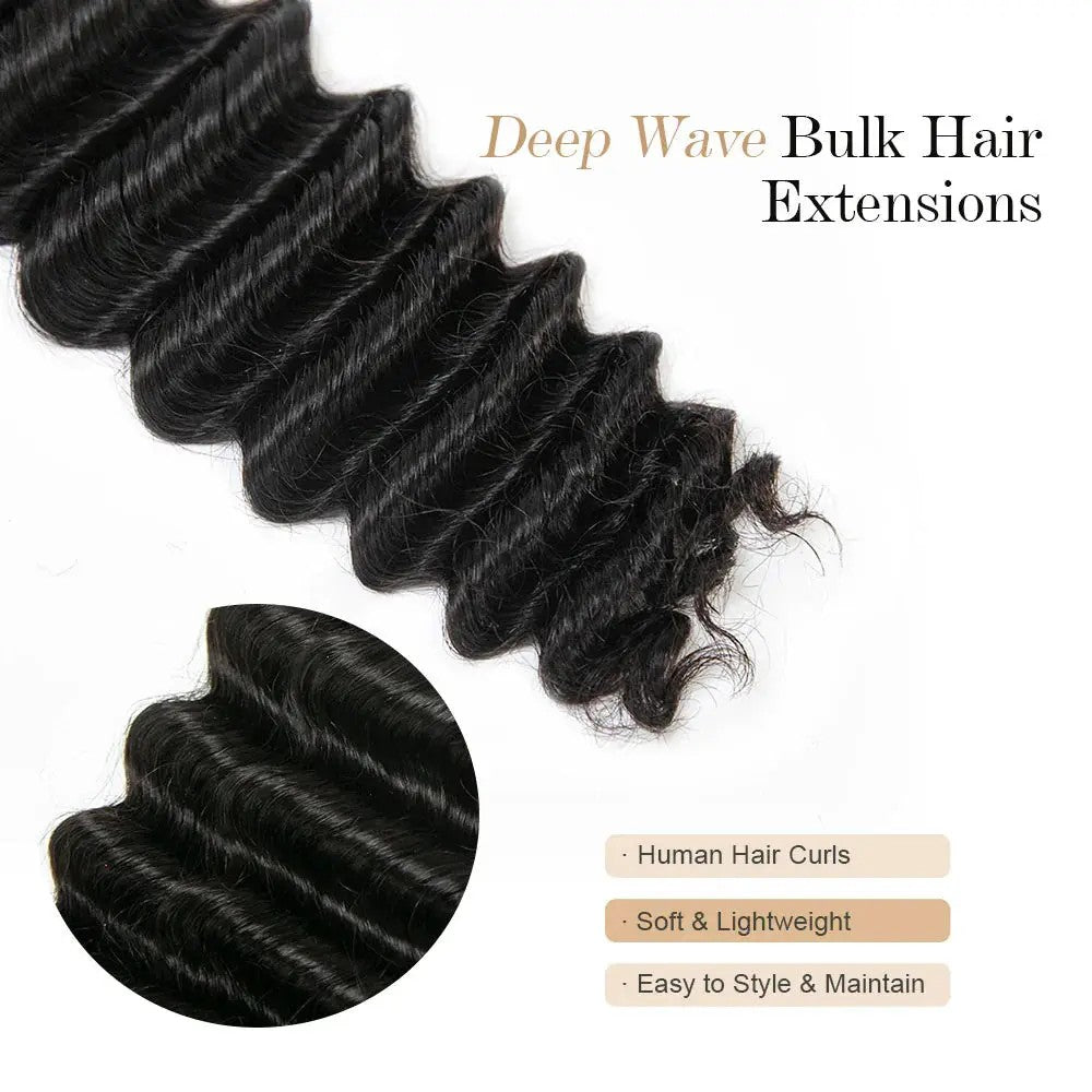KRN 1B Deep Wave Bulk Human Hair For Braiding