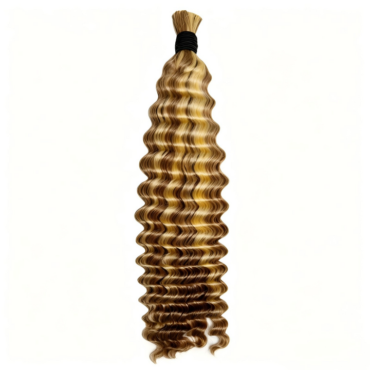 #27/30/613 Piano Color Deep Wave Bulk Hair For Braiding