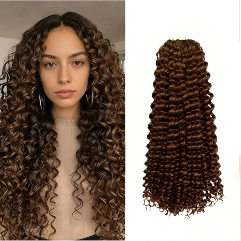KRN #30 Auburn Deep Curly Human Feather Crochet Hair