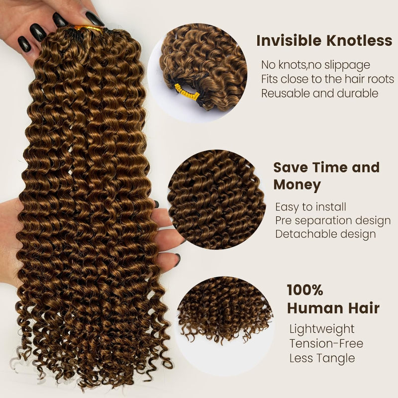 KRN #30 Auburn Deep Curly Human Feather Crochet Hair