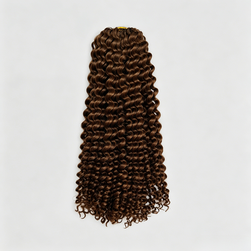 KRN #30 Auburn Deep Curly Human Feather Crochet Hair