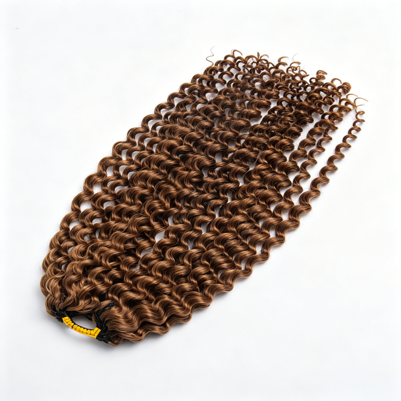 KRN #30 Auburn Deep Curly Human Feather Crochet Hair