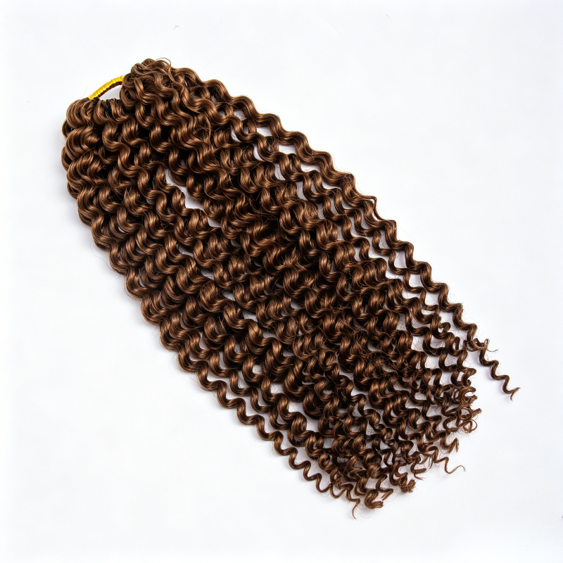 KRN #30 Auburn Deep Curly Human Feather Crochet Hair