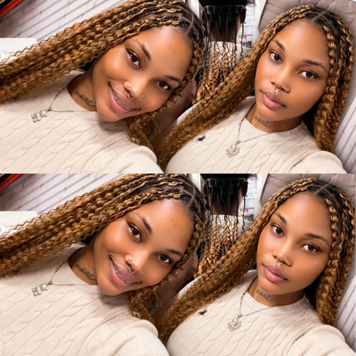 KRN #30 Auburn Deep Curly Human Feather Crochet Hair