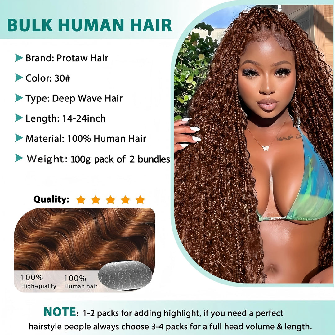 KRN #30 Auburn Deep Wave Human Hair For Braiding