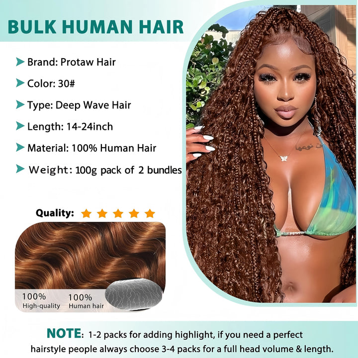 KRN #30 Auburn Deep Wave Human Hair For Braiding
