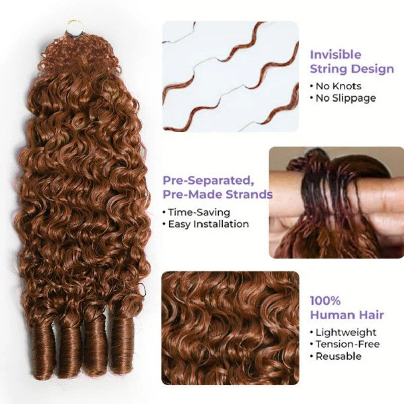 KRN #30 Light Auburn Burmese Curly Human Feather Crochet Hair