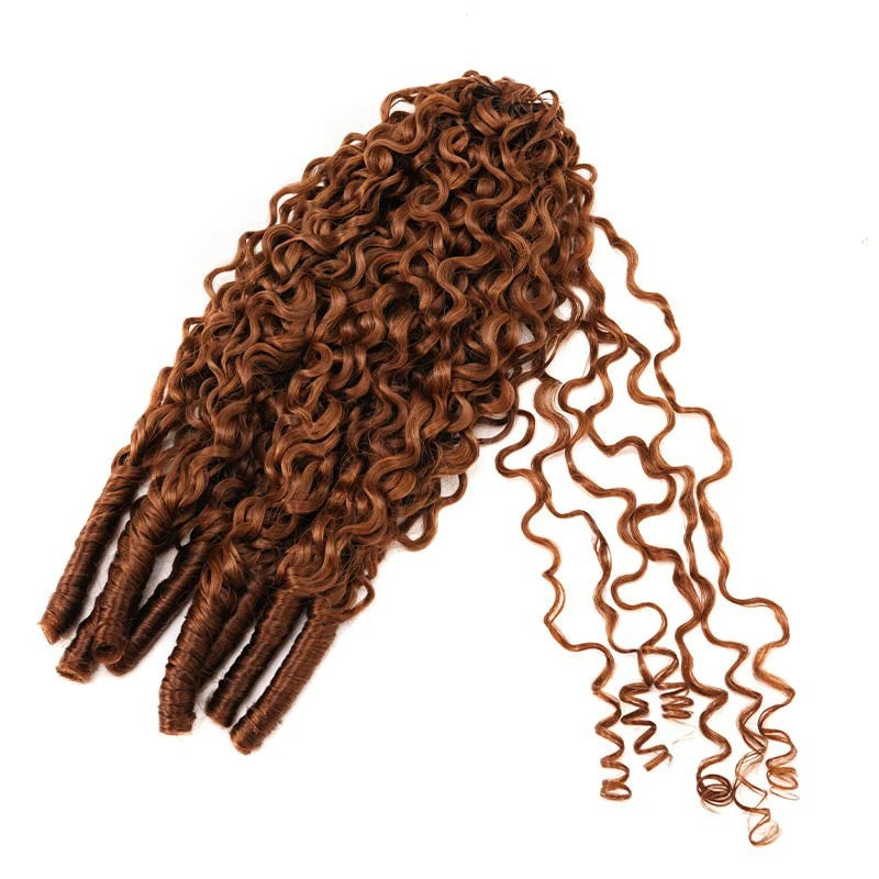 KRN #30 Light Auburn Burmese Curly Human Feather Crochet Hair