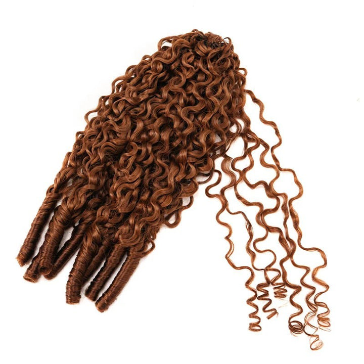 KRN #30 Light Auburn Burmese Curly Human Feather Crochet Hair