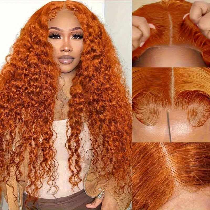 KRN #350 Copper Auburn Kinky Curly 13x4 Transparent Full Lace Frontal Wig