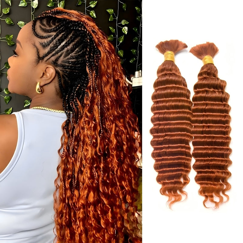KRN #350  Flaming Ginger Deep Wave Bulk Human Hair For Braiding
