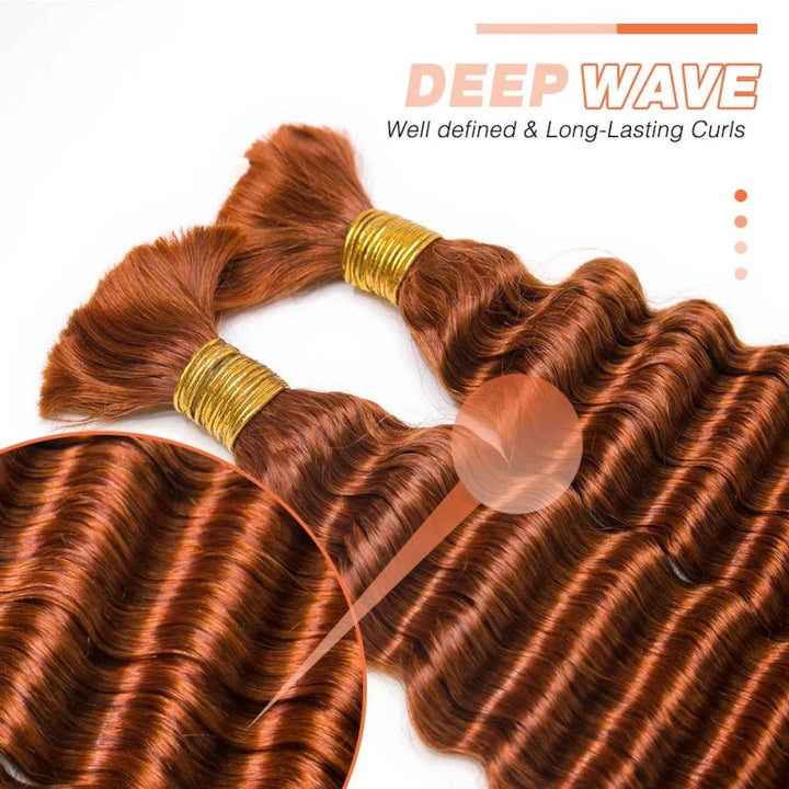 KRN #350  Flaming Ginger Deep Wave Bulk Human Hair For Braiding